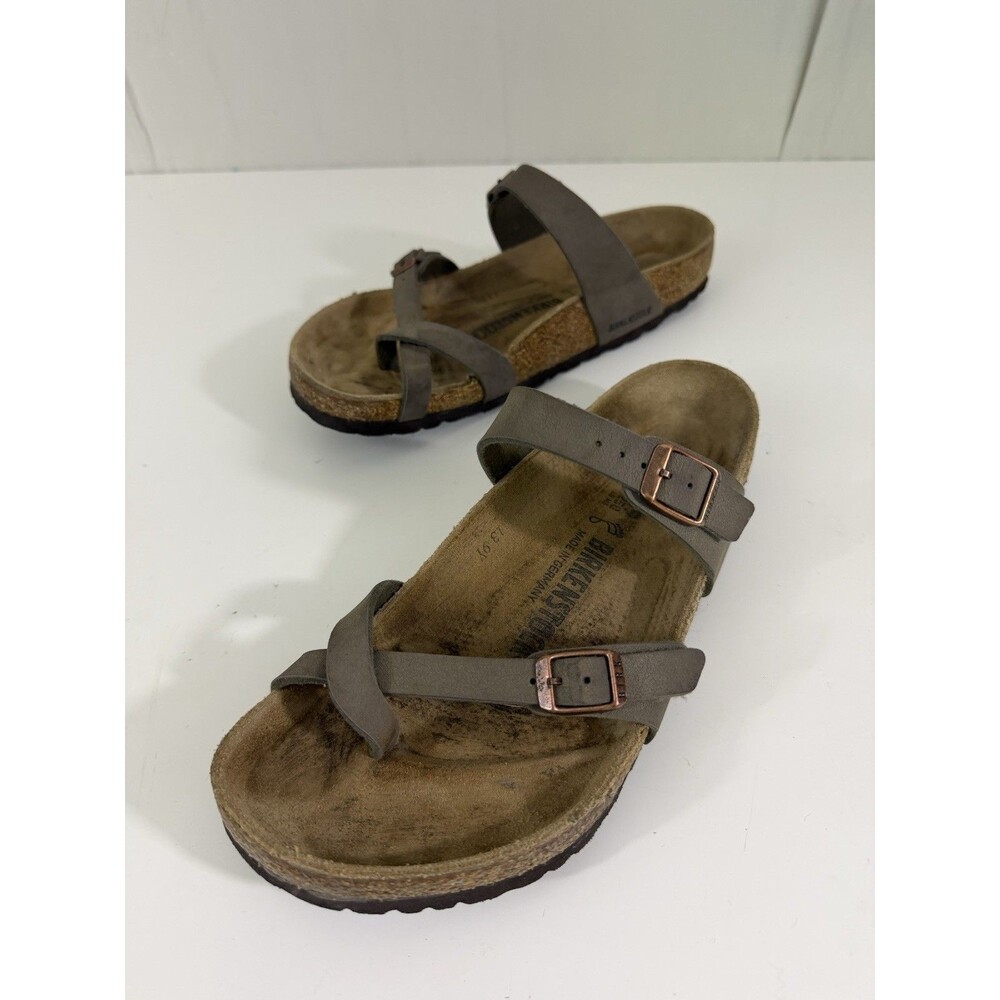 Birkenstock Mayari Birko-Flor Sandal 39 Women's 8-8.5 Gray Thong Strap Granola